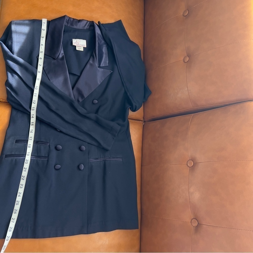 Dani Michaels Women’s Sz 10 Navy Blue Structured Double Breasted Blazer Jacket - Picture 6 of 6
